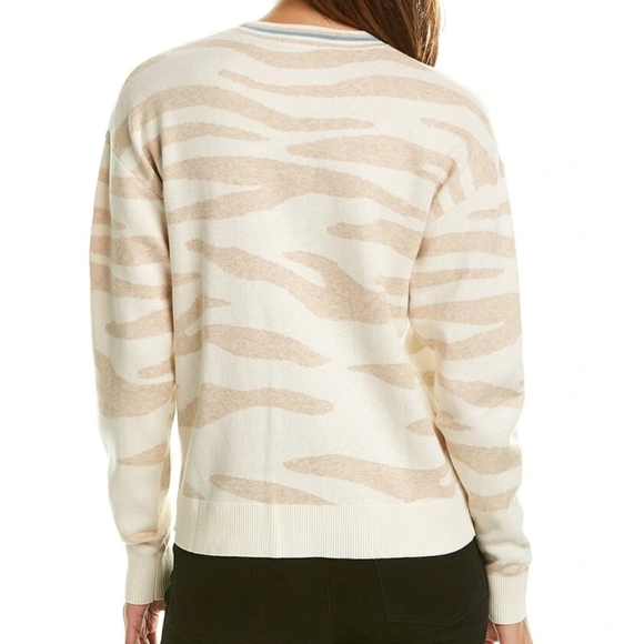 Splendid Sweater Silk Blend Camel Zebra Print Knit Crew Neck Cream Camel M NWT - Picture 8 of 12
